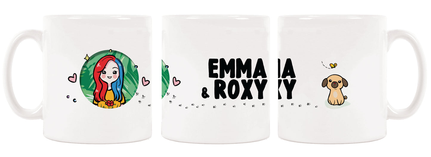 Pug Paw Print Mug - Emma & Roxy